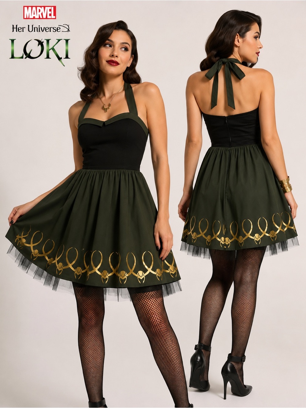 Her Universe Marvel Loki Limited Edition Halter Dress XL Cosplay Disneybound - Picture 1 of 12